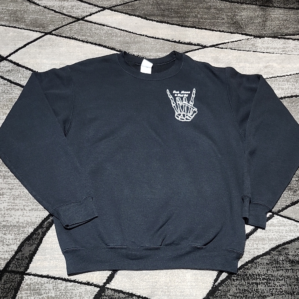 PORT & COMPANY BLACK CORE FLEECE FUNNY CREW-NECK SWEATSHIRT